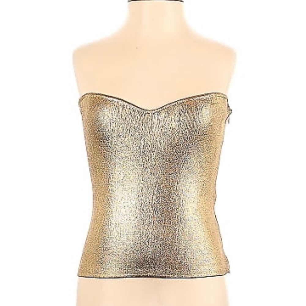 Zara Gold Strapless Top